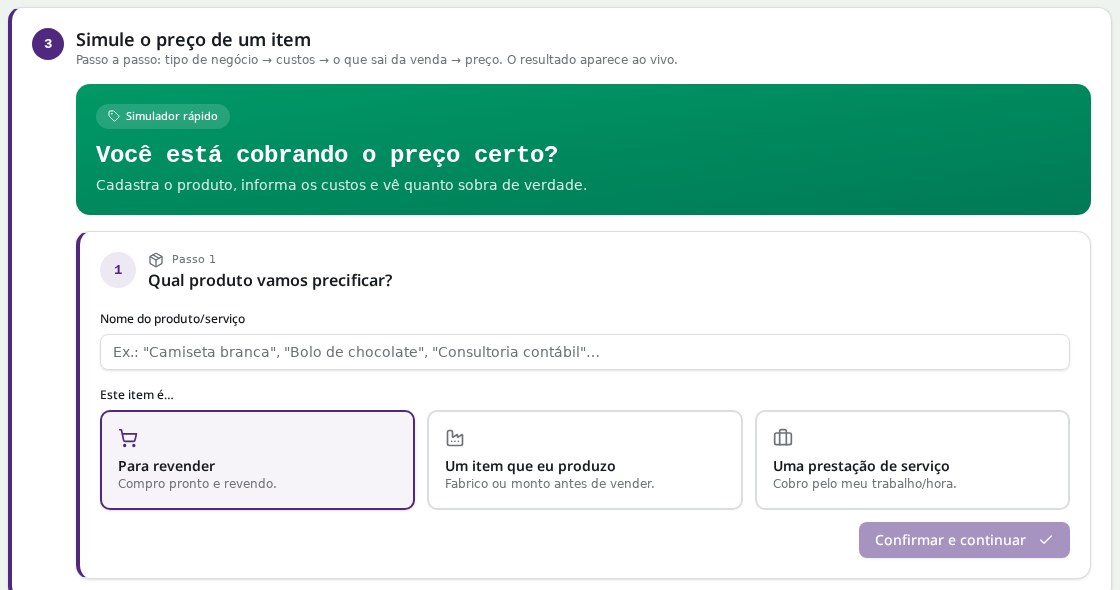 Simulador rápido item por item